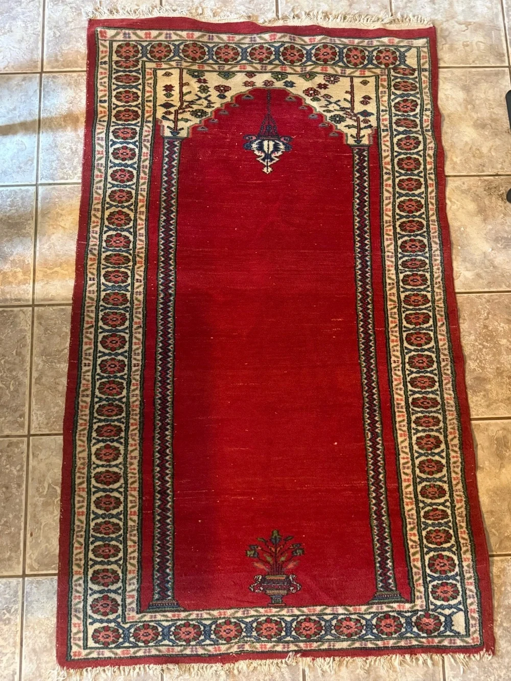 Vintage Wool Hand Knotted Tradicional Prayer Rug 3’x5’